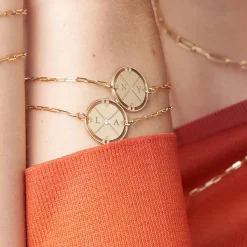 Engraved Compass Bracelet - 14k Solid Gold