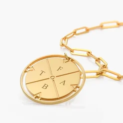 Engraved Compass Necklace - Gold Vermeil