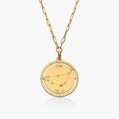 Engraved Constellation Necklace with Diamonds - Gold Vermeil