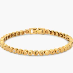 Engraved Dot Bracelet with Diamonds - Gold Vermeil