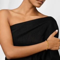 Engraved Dot Bracelet with Diamonds - Gold Vermeil