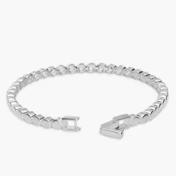 Engraved Dot Bracelet with Diamonds - Silver