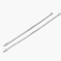 Engraved Dot Bracelet with Diamonds - Silver