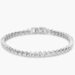 Engraved Dotted Heart Bracelet - Silver