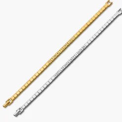 Engraved Dotted Square Bracelet with Diamonds - Gold Vermeil