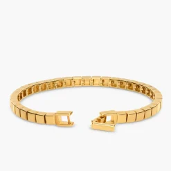 Engraved Dotted Square Bracelet with Diamonds - Gold Vermeil
