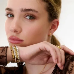 Engraved Dotted Square Bracelet - Silver