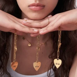 Engraved Evil Eye Heart Bracelet with Cubic Zirconia - Gold Vermeil