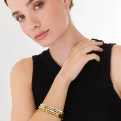 Engraved Mixed Dots Rectangle Bracelet - Silver