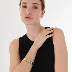 Engraved Mixed Dots Rectangle Bracelet with Diamonds- Silver