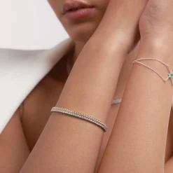 Engraved Moissanite Tennis Bracelet - 14k Solid Gold