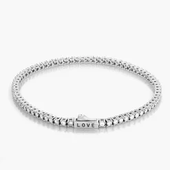 Engraved Moissanite Tennis Bracelet- Silver