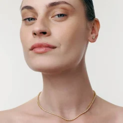 Engraved Moissanite Tennis Necklace - Gold Vermeil