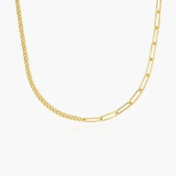 Half Gourmette & Half Link Chain Necklace - Gold Vermeil