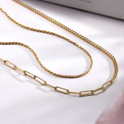 Half Gourmette & Half Link Chain Necklace - Gold Vermeil