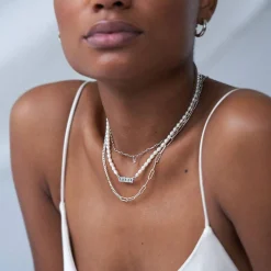 Half Gourmette & Half Link Chain Necklace - Silver