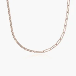 Half Gourmette & Half Link Chain Necklace - Rose Gold Plated