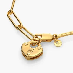 Heart Charm Lock Bracelet - Gold Vermeil