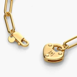 Heart Charm Lock Bracelet - Gold Vermeil