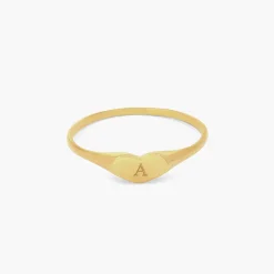 Heart Signet Ring with Initial - Gold Vermeil