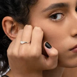 Heart Signet Ring with Initial - Silver