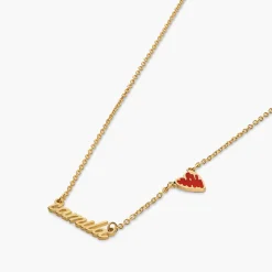 Heartbeat Name Necklace - 14K Solid Gold