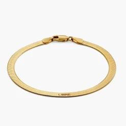 Herringbone Engraved Bracelet - Gold Vermeil