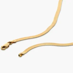 Herringbone Engraved Slim Chain Necklace - Gold Vermeil