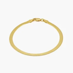 Herringbone Engraved Slim Bracelet - Gold Plated
