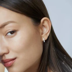 Hoops Earrings- Silver with Cubic Zirconia