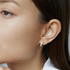 Hoops Earrings- Silver with Cubic Zirconia