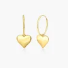 Hoops with Heart Charm Earring - Gold Vermeil