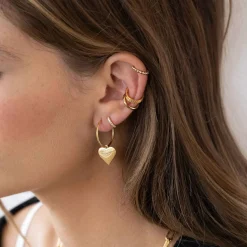 Huggie Hoop Earring with Cubic Zirconia - Gold Vermeil