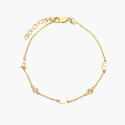 Inez Initial Bracelet/Anklet with Diamonds - Gold Vermeil