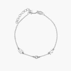 Inez Initial Bracelet/Anklet with Diamonds - Silver