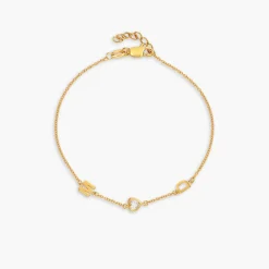 Inez Initial Bracelet/anklet With 0.2 Ct Heart Diamond Shape - Gold Vermeil