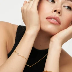 Inez Initial Bracelet/anklet With 0.2 Ct Heart Diamond Shape - Gold Vermeil