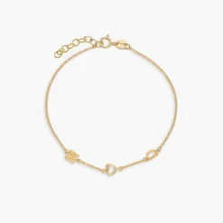 Inez Initial Bracelet/anklet With 0.2 Ct Heart Diamond Shape - 14k Solid Gold