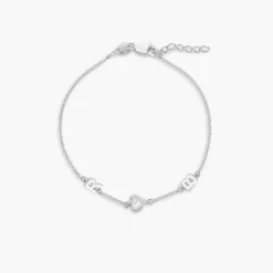 Inez Initial Bracelet/anklet With 0.2 Ct Heart Diamond Shape- Silver