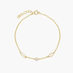 Inez Initial Bracelet/Anklet with Diamonds - 14K Solid Gold