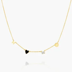 Inez Initial Heart Necklace With Premium Diamond - Gold Vermeil
