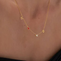 Inez Initial Heart Necklace With Premium Diamond - Gold Vermeil