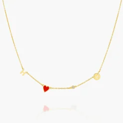 Inez Initial Heart Necklace with Diamond - Gold Vermeil