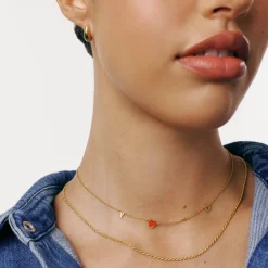 Inez Initial Heart Necklace with Diamond - Gold Vermeil