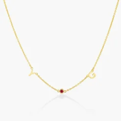 Inez Initial Necklace With Gemstones - Gold Vermeil