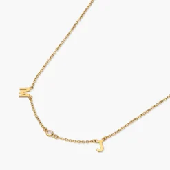Inez Initial Necklace with Diamonds - Gold Vermeil