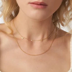 Inez Initial Necklace with Diamonds - Gold Plated