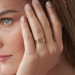 Inez 14k Gold Initial Ring with Diamond - Ring Set