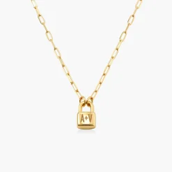 Initial Lock Necklace - Gold Vermeil