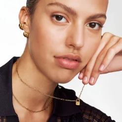 Initial Lock Necklace - Gold Vermeil